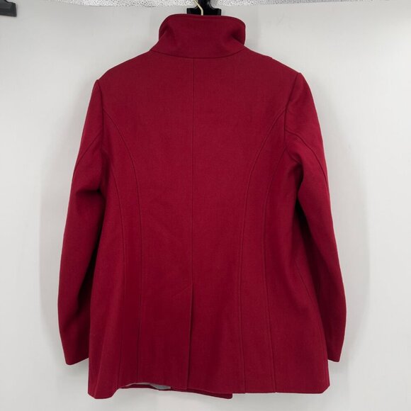 Steve Madden Red Wool Blend Double-Breasted Peacoat Jacket Women’s Size L - Picture 6 of 14